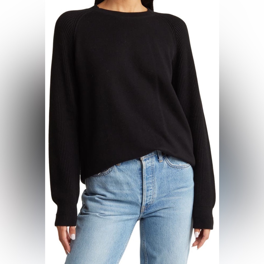 Vince Ribbed Cotton Pullover Black